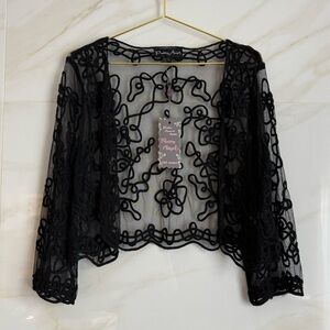Pretty Angel Black Sheer Embroidered Bolero – NWT – Size L